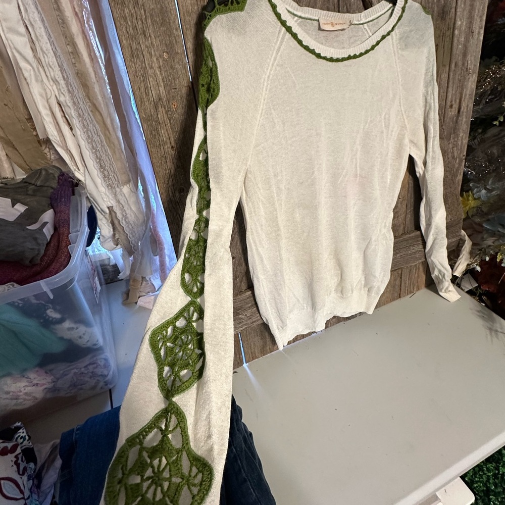 Tory Burch Ivory Knit with Olive Accents